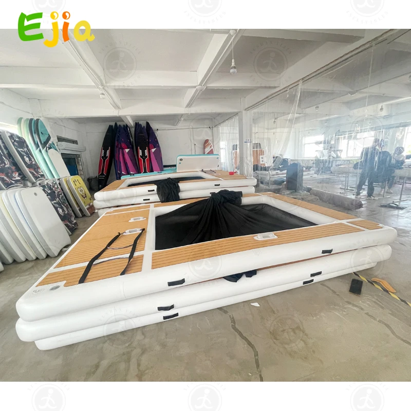 Stock  Australia 13Ft/4m EVA Non-slip Inflatable Floating Ocean Sea Swimming Pool Island Dock Platform With Net For Yacht Boat 5