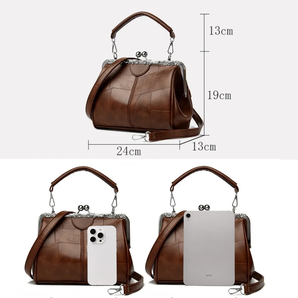 مجموعة حقائب يد جلدية ذات سعة عالية للنساء، بتصميم...