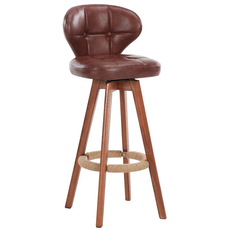 High Stool Home Chair Bar Chair Solid Wood Bar Light Luxury Table and Chairs Modern Simple High Stool Bars Chairs