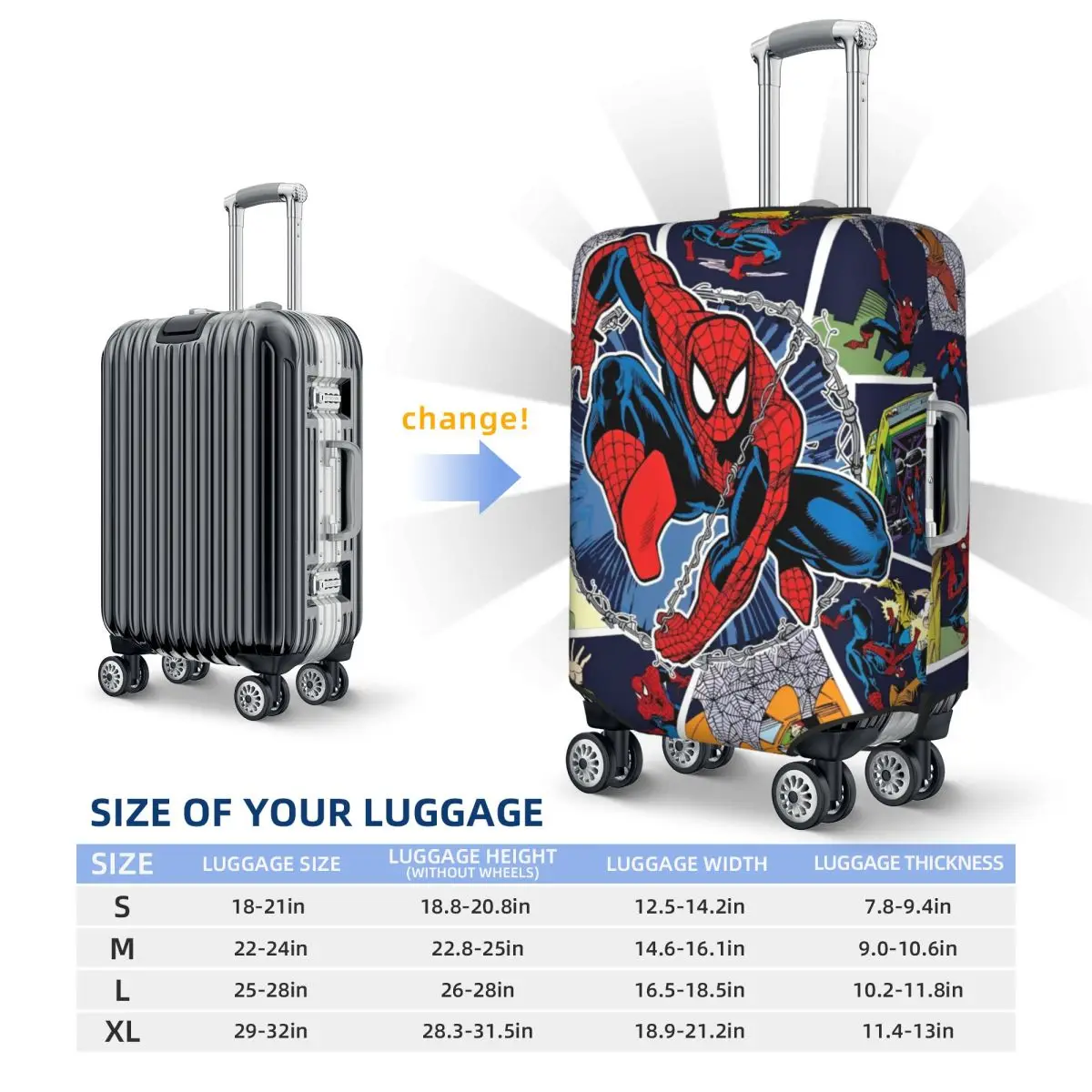 Anime Spider-Man Suitcase Cover Spiderman Travel Flight Useful Luggage Case Protector 5