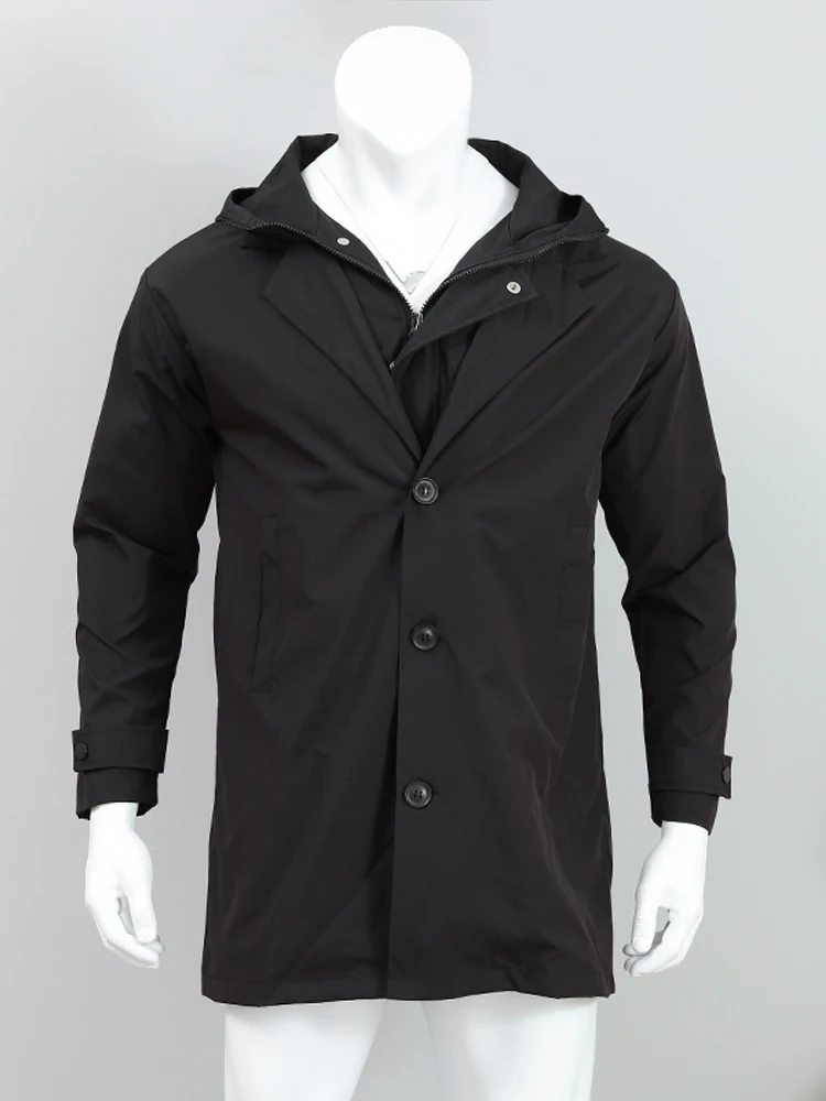Trench Coat Men Casual Loose Large Size Trench Coat Autumn Street Warm Male Outcoat