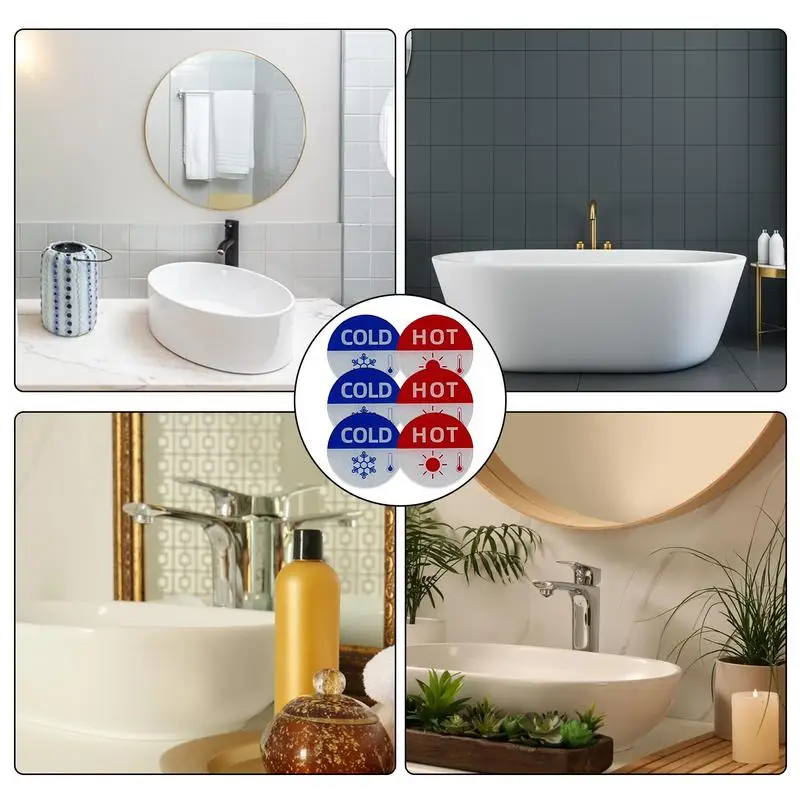 Hot And Cold Faucet Stickers Enhanced Safety Faucet Handle Hot And Cold Water Sign Red And Blue Label Mixer Tap Decoration Cover