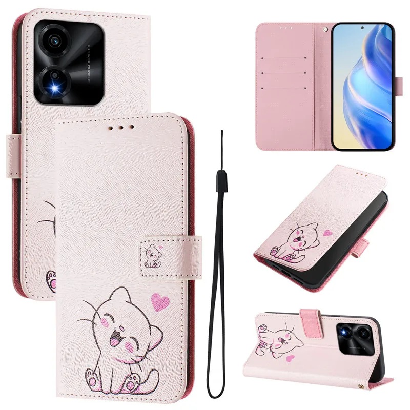 Luxury Flip Leather Case with Floral Design and Wallet Feature