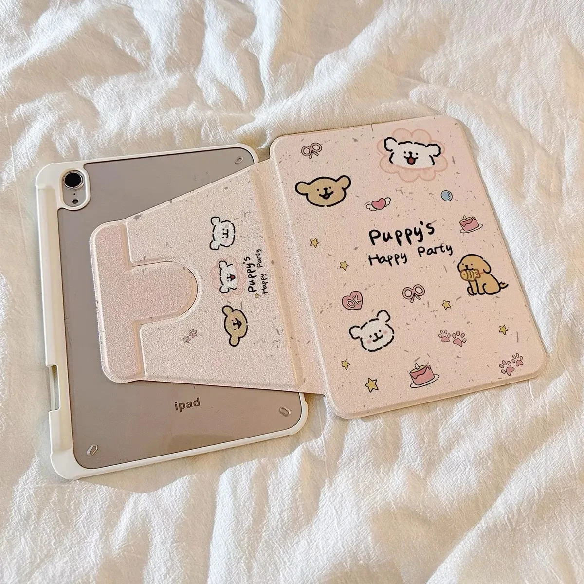 Cartoon Design 360-Degree Rotation Smart Tablet Cover with Pencil Holder