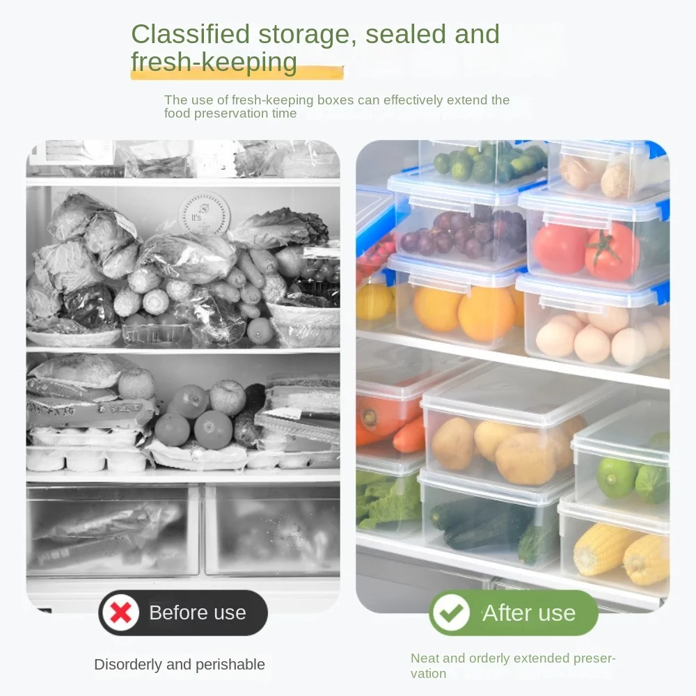 Resuable Transparent Storag Box Rectangular Multifunctional Kitchen Storage Box Food Grade Food Sealed Case Kitchen Organizer 5