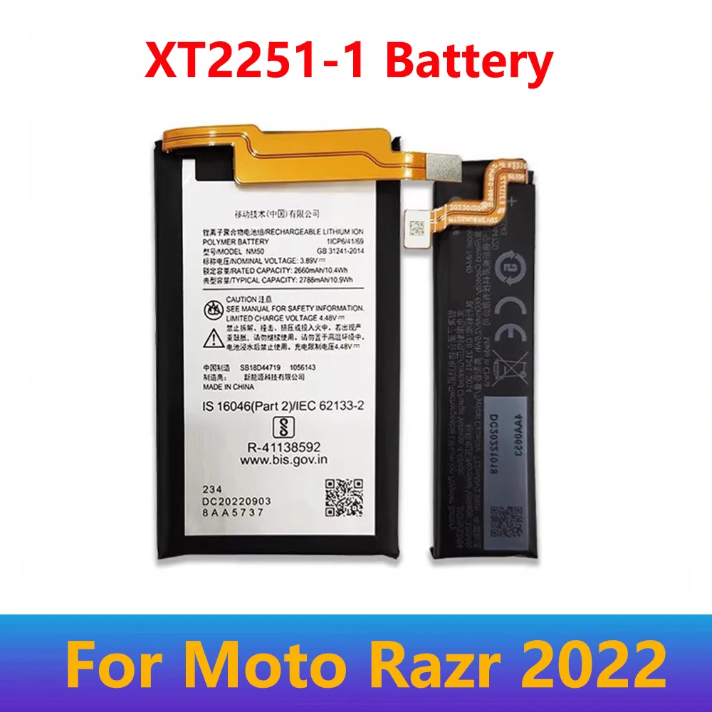 

Original Battery NM50 NM40 For Motorola Moto Razr 2022 XT2251-1 Mobile Phone Batteries Replacement Parts