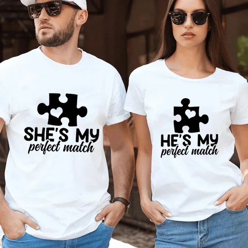 

Футболка с надписью «He's She's My Perfect Match» для пар