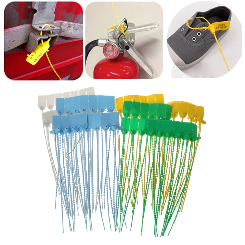 C7AD 100 Pcs Plastic Tamper Seals Disposable Signage DIY Cable Ties Security Tags Self-locking Seals Adjustable Length