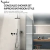 Matte Black Shower Faucet 8-12'' Shower Head Bathroom Recessed Box Shower Tap Ceiling Arm 2 Ways Control Switch Shower Mixer 1