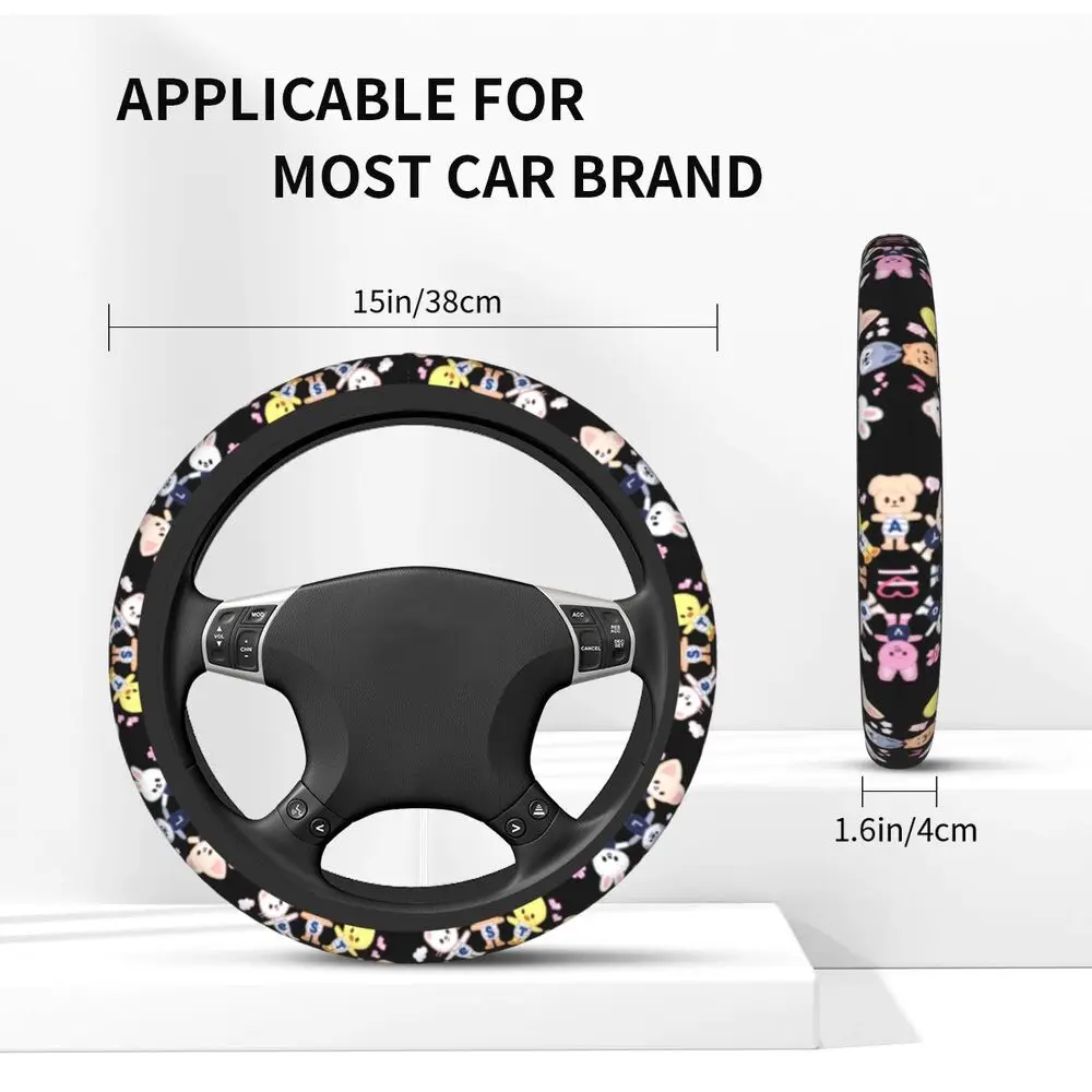 37-38 Lenkradbezüge Korea Kpop Niedliches Cartoon-Gummiband Geflecht auf der Lenkradabdeckung Buntes Autozubehör – Detail 2