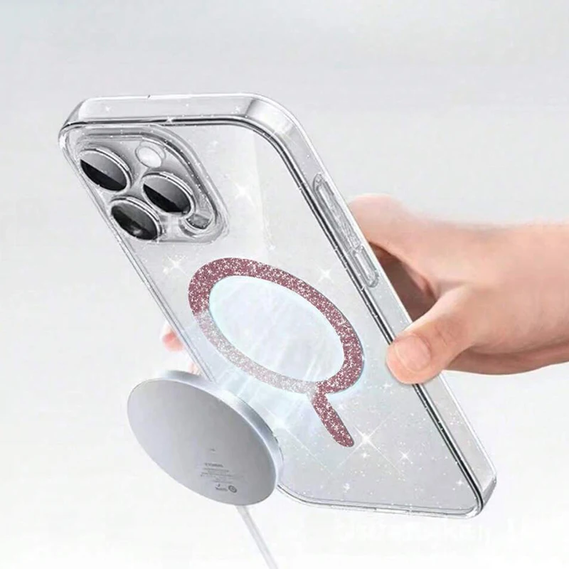 Transparent Magnetic Glitter Phone Case For iPhone 17 16 Pro thumbnail 7