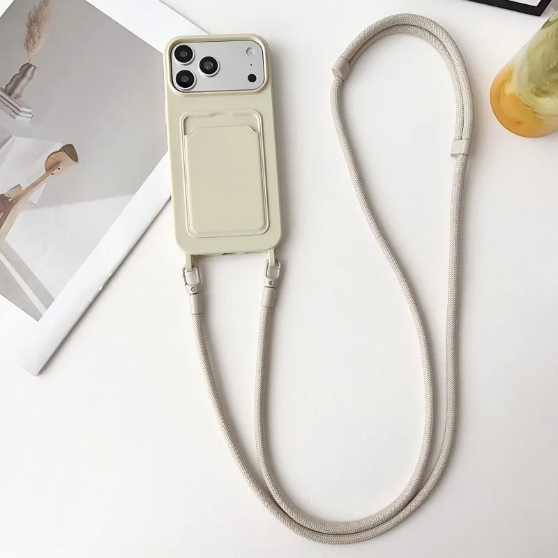 Stylish Shockproof Crossbody Lanyard Case with Card Holder and Soft Candy-Colored Design