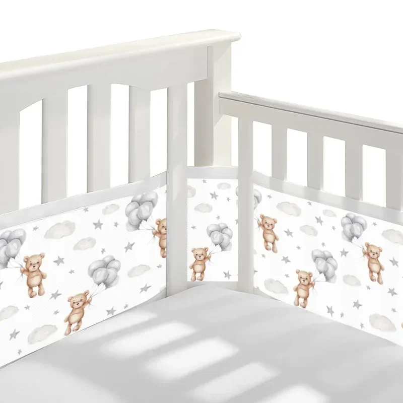 Baby Breathable Mesh Crib Girth 2Pcs/Set Comfortable for 4 Panel Crib Bed Circumference Around Protector Baby Mesh Bumper crib bumper