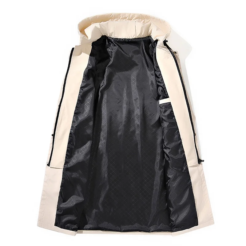 9XL Trench Coat Men Plus Size Long Windbreaker Spring Autumn New Men's Coat Hooded Jacket for Men 8XL Men Clothing 5