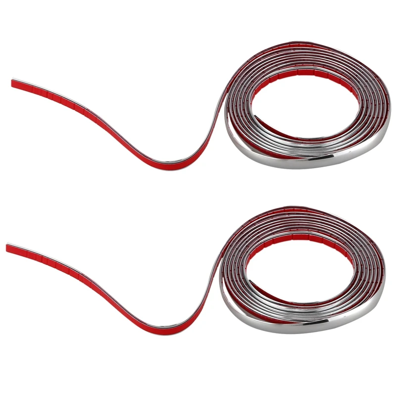 

2Pcs 3M Silver Car Grille Exterior Chrome Styling Decoration Moulding Trim Strip 12Mm