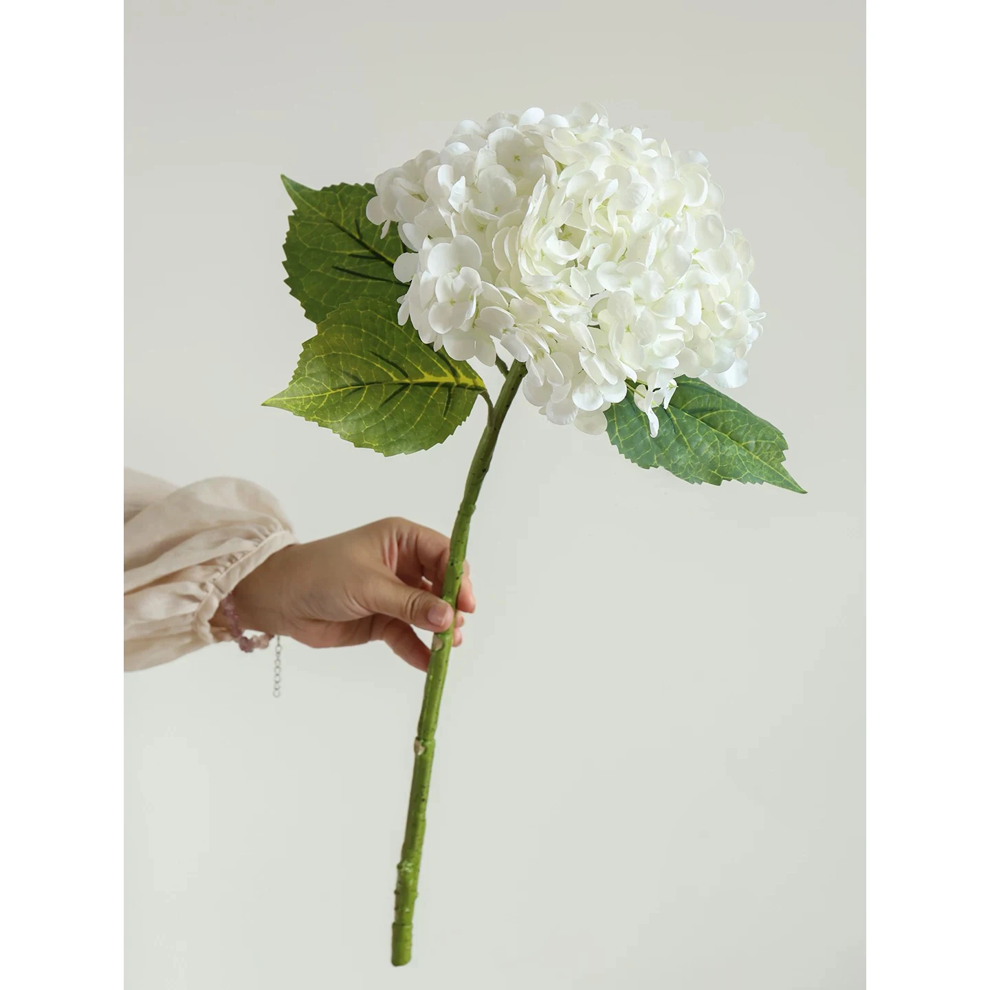 5 Ortensie Artificiali Verdi, Alte 52 Cm, Fiori Finti In Seta Con Stelo, Per Decorazione Casa, Matrimoni E Feste