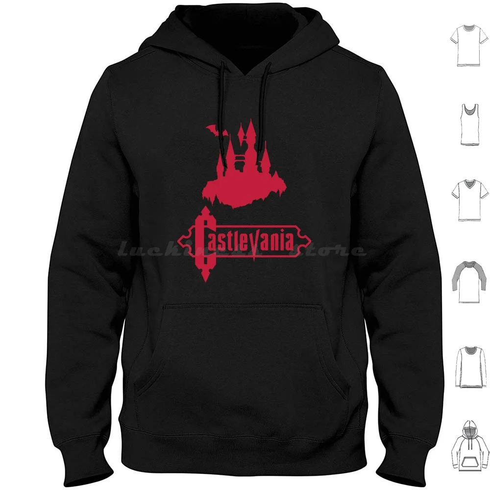 Felpe Con Cappuccio Castlevania Manica Lunga Castlevania Castillo Castle Vampire Vampiro Dracula Belmont Bat Murcielago Nes