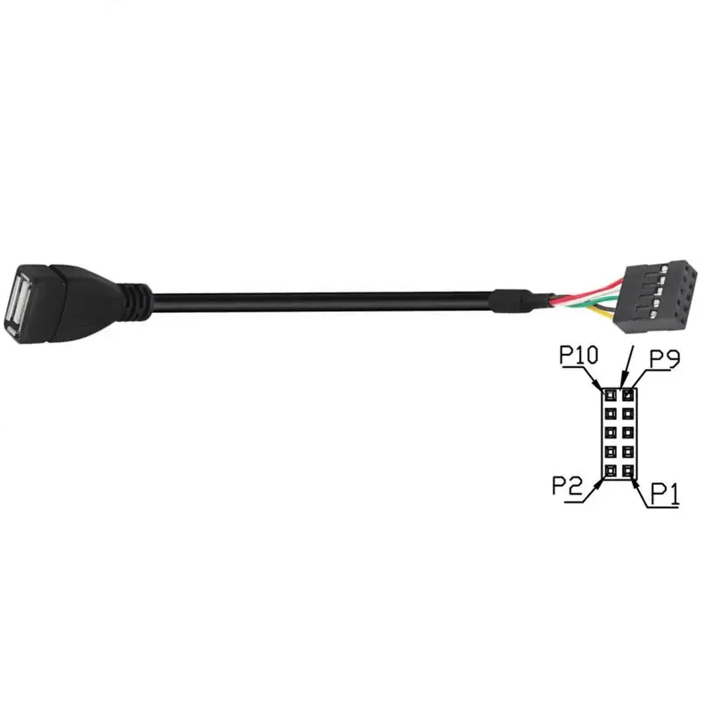 USB 2.0 A Female to DuPont Terminal Adapter Cable, 9-Pin Female Connector