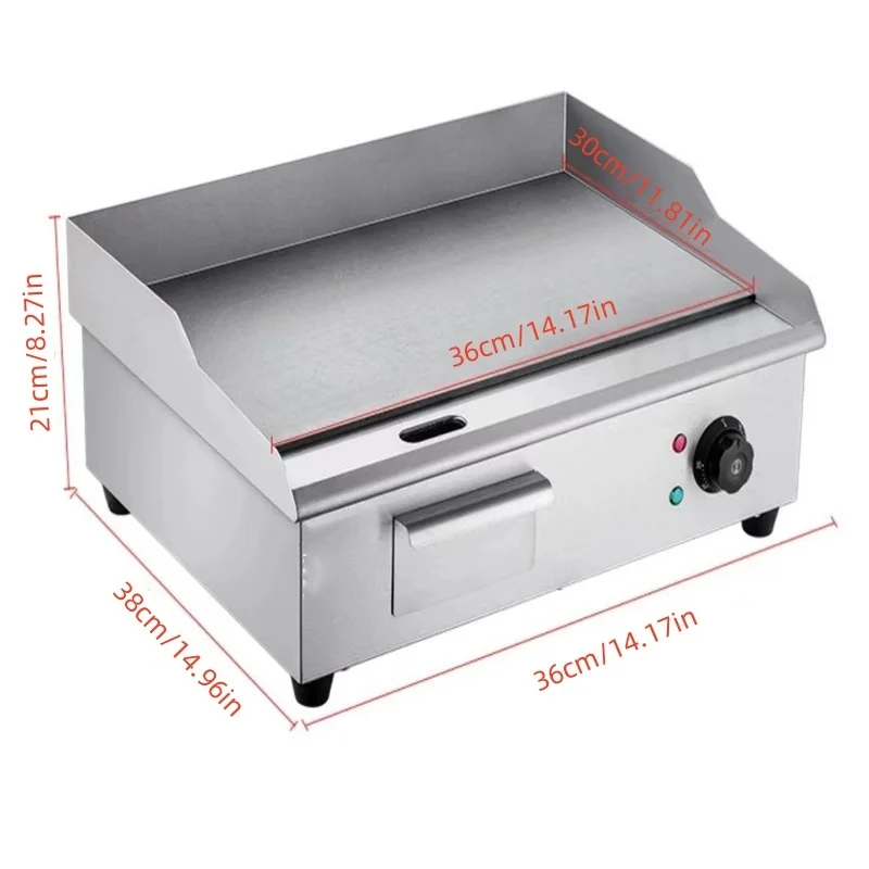 28" Commercial Electric Griddle 110V 3000W Electric Countertop Griddle Non-Stick Restaurant Teppanyaki Flat Top Grill Stainless 2