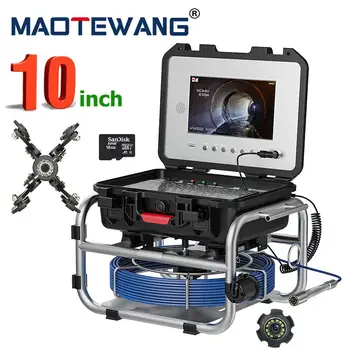 하수관 검사 카메라, IPS AHD1080P DVR, 16GB, 10 인치 셀프 레벨링 내시경 지지대 거리 카운터, 512HZ 로케이터