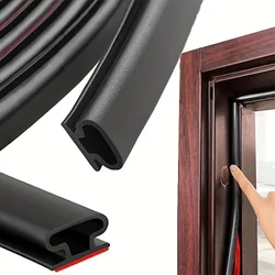Soundproof Weather Stripping Rubber Door Seal Strip - Windproof, Self - Adhesive Insulation - 6M (Black)