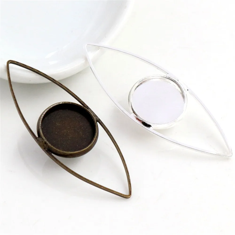 20 teile/los 12mm Innere Größe Silber Überzogene und Bronze Überzogene Material Einfache Stil Cabochon Basis Cameo Einstellung Charms Anhänger fach