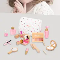 Makeup Toy Kits Wooden Makeup Toys with Cosmetic Bag for Girls Role Playing Games Pretend Play Makeup Beauty Set Birthday Gifts