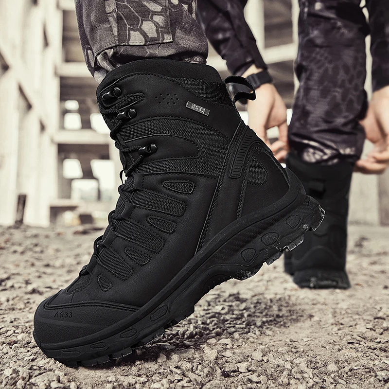 Männer Taktische Stiefel Lace Up Marke Ankle Wanderschuhe Wüste Arbeit Boot Wasserdicht Größe Plus Unisex Klettern Schuhe Zapatos Hombre – Detail 7