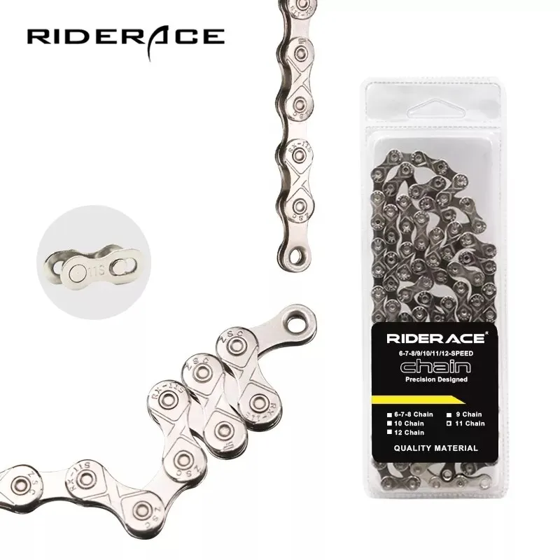 RIDERACE Bicycle Chain 116L 8 9 10 11 12 Speed Silver Ultralight