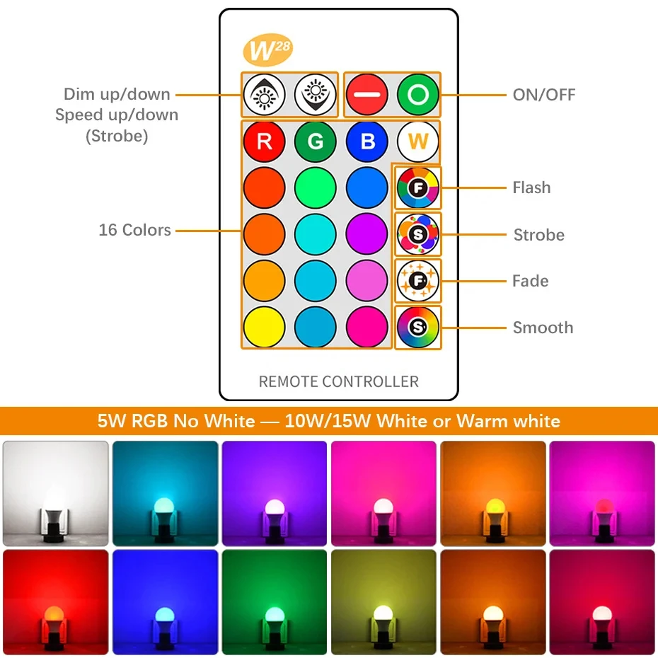 Smart LED Light Bulbs 10W A60 RGBW 220V