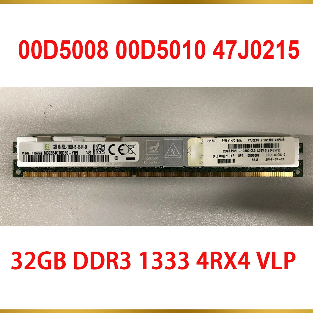 1PCS Server Memory For IBM RAM HX5 HS23E HS22 00D5008 00D5010 47J0215 PC3L 10600R 32GB DDR3