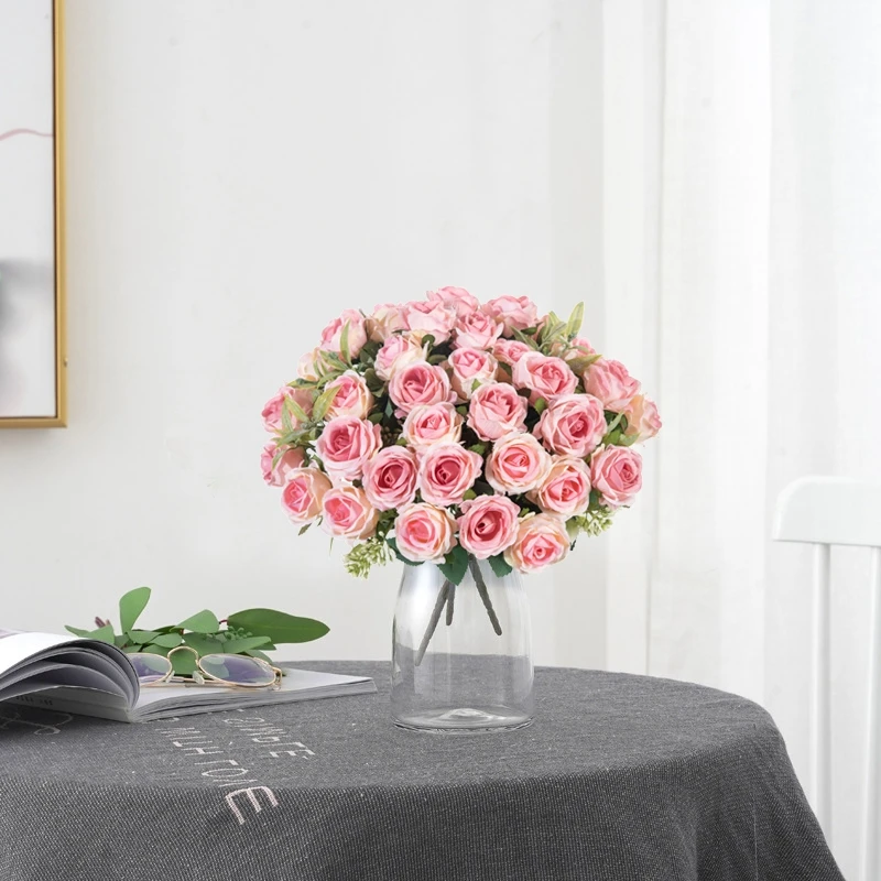 Künstliche Blume mit zehn Köpfen, Seide, weiße Rose, Bündel, Sammelalbum, Festival, Hochzeit, Outdoor, Garten, günstiger Blumenstrauß, Dekorationszubehör – Detail 10