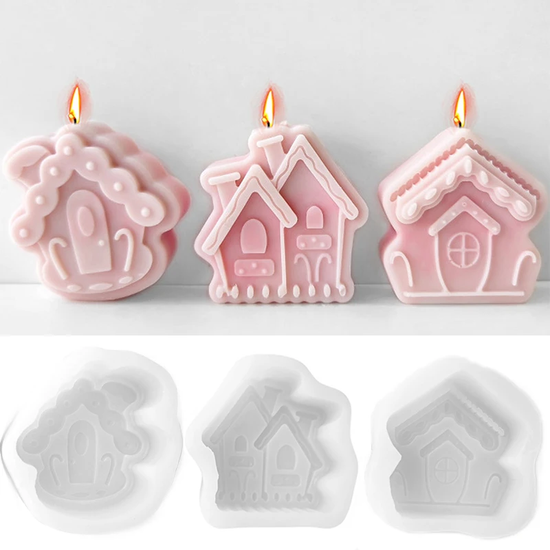 

Cross-Border Exquisite Candle Silicone Mold Diy Cute Cartoon House Shape Aromatherapy Candle Mold Homemade Handmade Soap Mold
