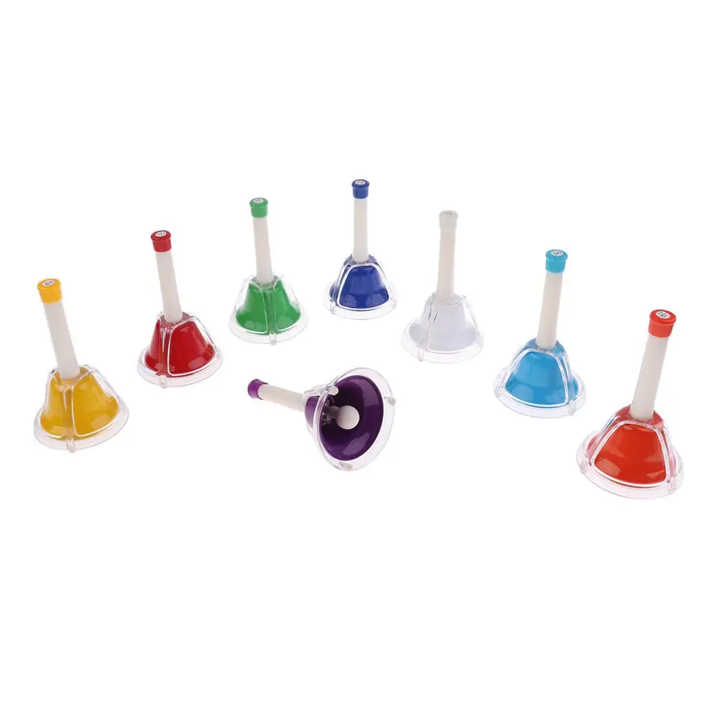 

Colorful 8 Note Hand Bell Set Kids Early Musical Educational Instrument Toy