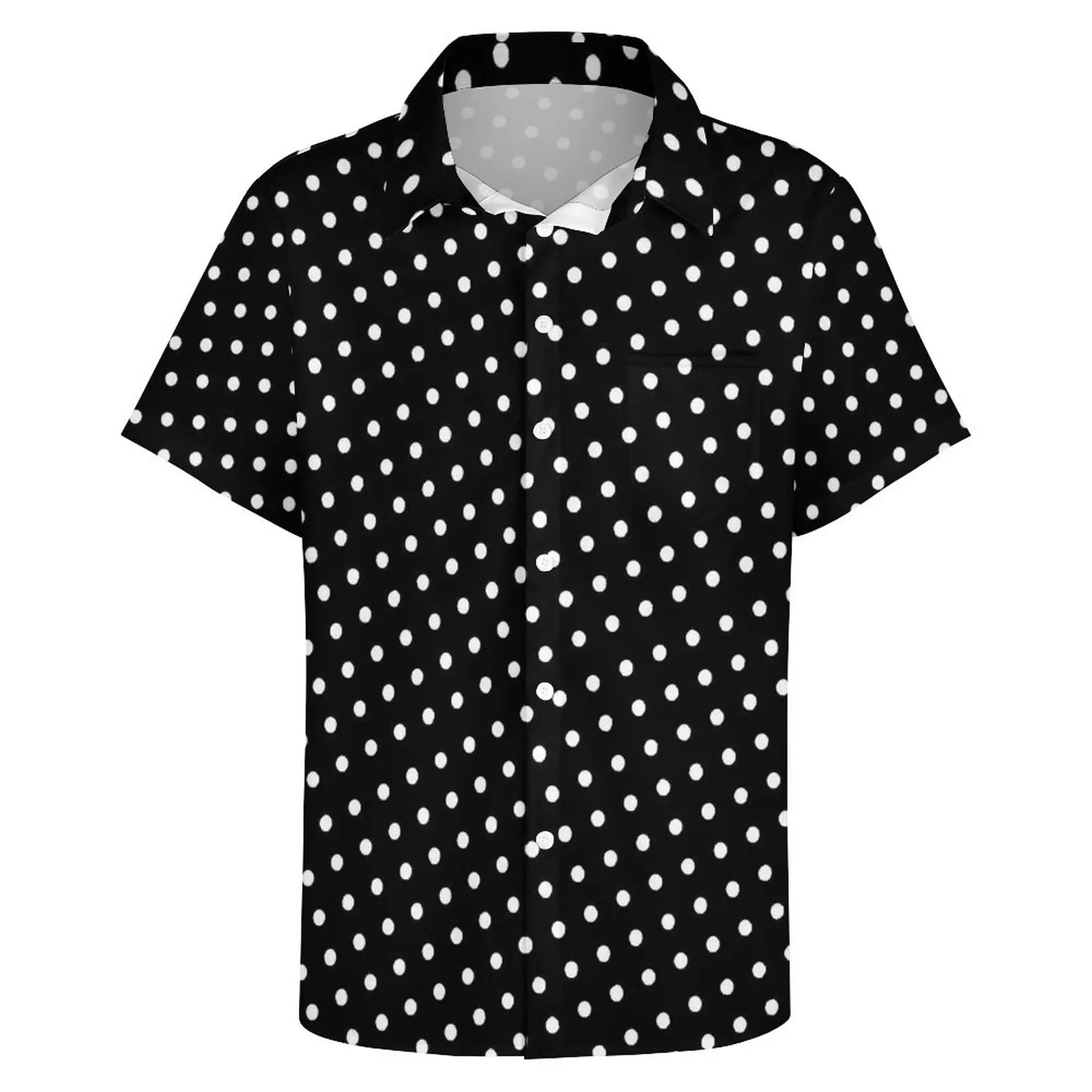 Vestir Camisas Negras Con Lunares Blancos Camisa Negra Hombre