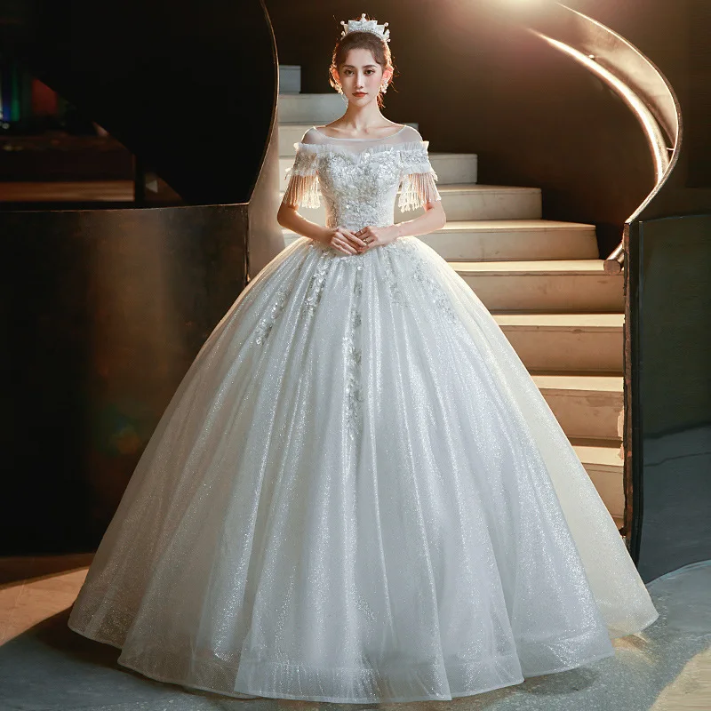 

Off The Shoulder Wedding Dresses New Luxury Lace Ball Gown Bridal Dresses Vestido De Noiva Classic Wedding Gown