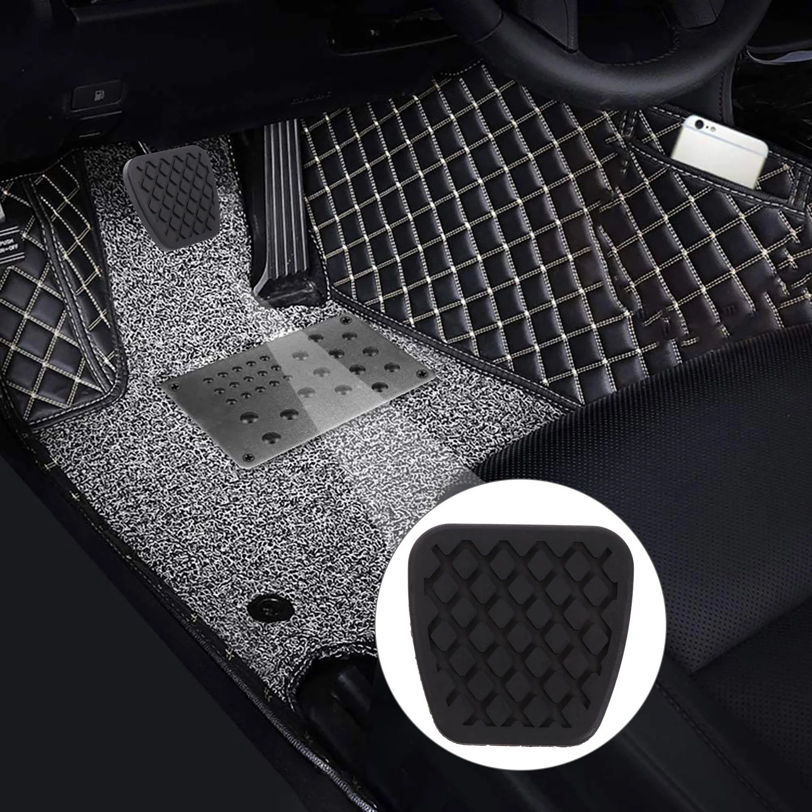 

3 Pcs Accelerator Clutch Pedal Trolley on Wheels M Rubber Pedals Rest Plate