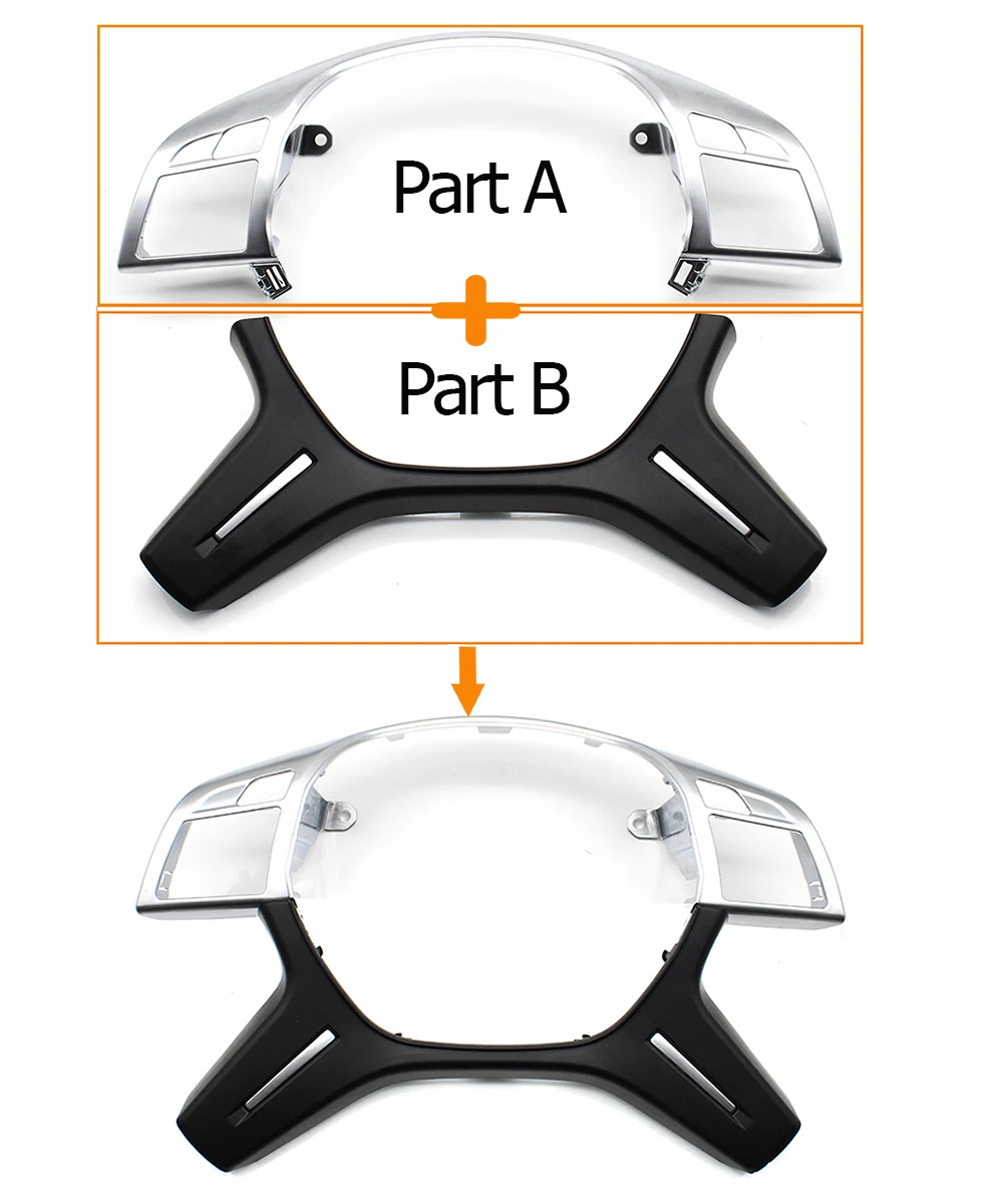 Car Steering Wheel Chrome Upper Cover Lower Trim Replacement For Mercedes Benz C E M ML GL GLS G Class W204 W212 W166 W463 steering wheel cover