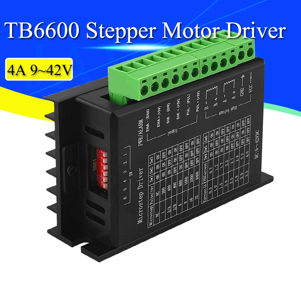 Driver de Motor Deslizante 4a 42 42v Ttl 32 Micro-passo Cnc Eixo Novo ou Fase de Moto Deslizante 42 57 86 Tb6600