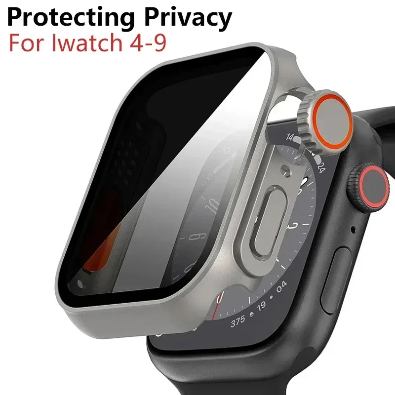 Custodia In Vetro + Metallo Per Apple Watch 9 8 7 6 5 Proteggi Schermo Serie 4 Cambia In Ultra I Watch 45Mm 44 41 40Mm Protezione Della Privacy