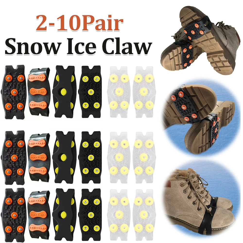 5-Stud Mountaineering Cleats Anti Slip Snow Claw Shoe Covers Unisex Shoes Ice Cleats Walking Hiking Accessories