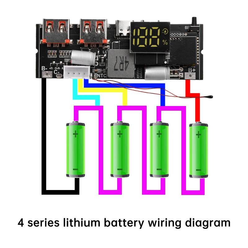 QC3.0 3S 4S 5S 65W 100W Power Bank Double C Port Two way Fast Charge Mobile Power Module 18650 Charging Temperature Protection battery protection board