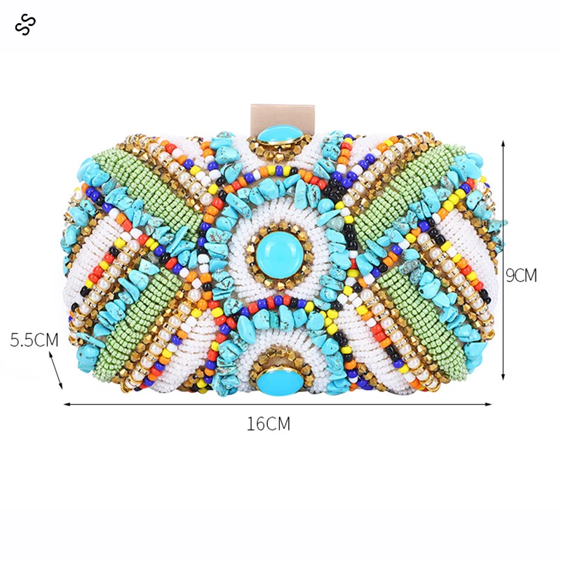 Free Shipping New Fashion Clutch Evening Bag Female Hand Embroidery Beads Handbag Women 2023