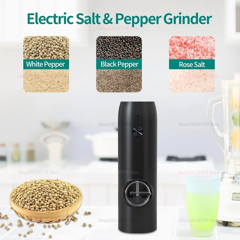 USB Electric Automatic Salt and Pepper Grinder Set, Rechargeable, Gravity Spice Grinder, Adjustable Spice, Kitchen Tool