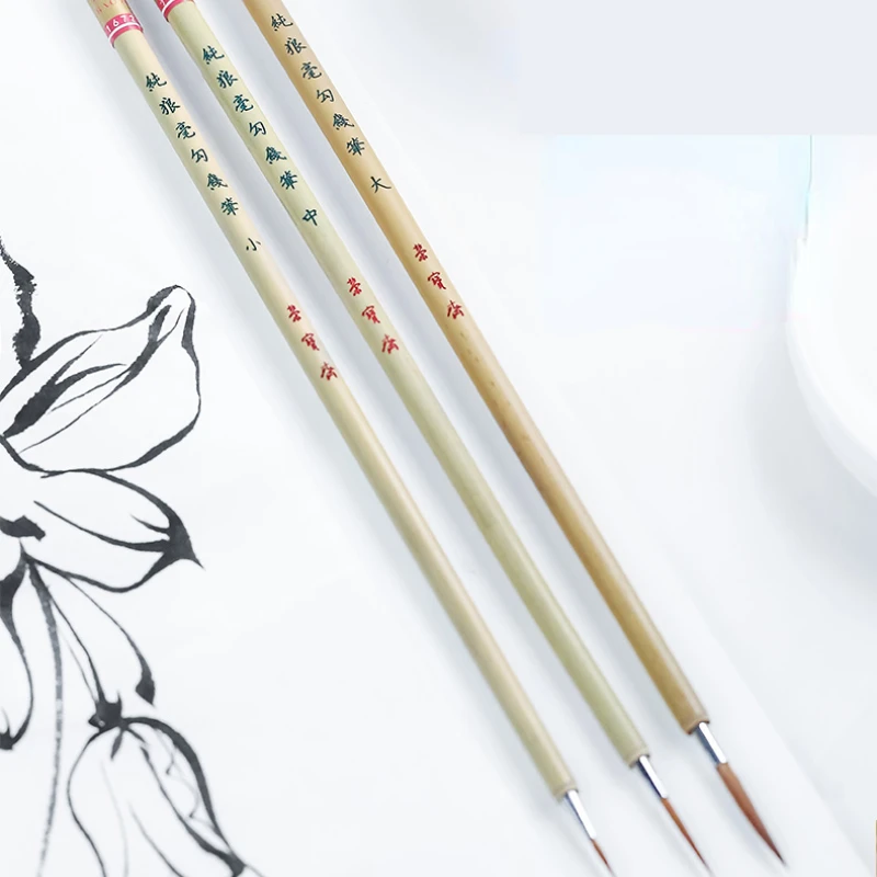 Chinese Calligraphy Brush Painting Writing Line Brush Set Weasel Hair Hook Line Pen Handwriting Practice Caligrafia Craft Supply
