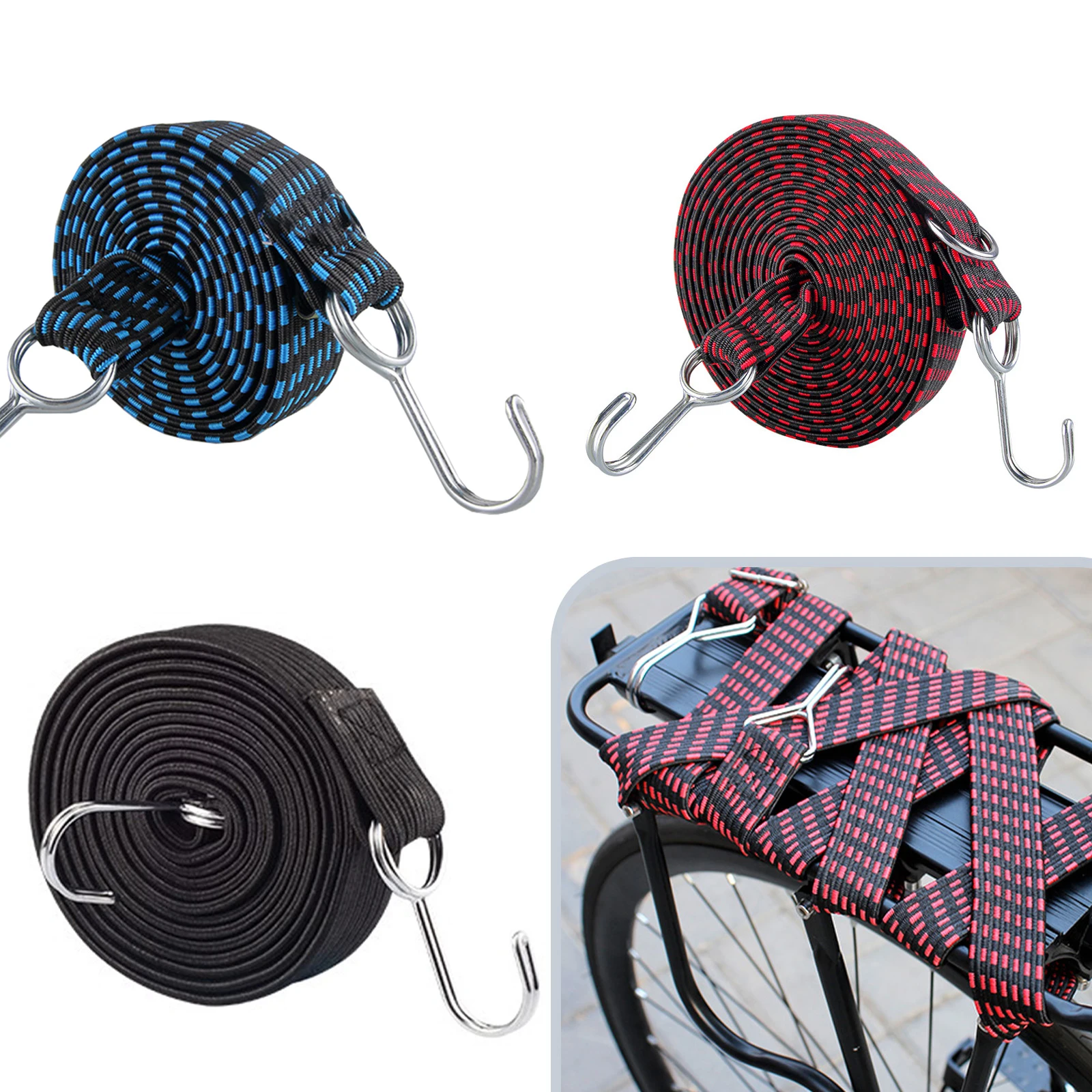 Bungee Cords With Hooks Heavy Duty Rope Elastic Bungee Straps Flat