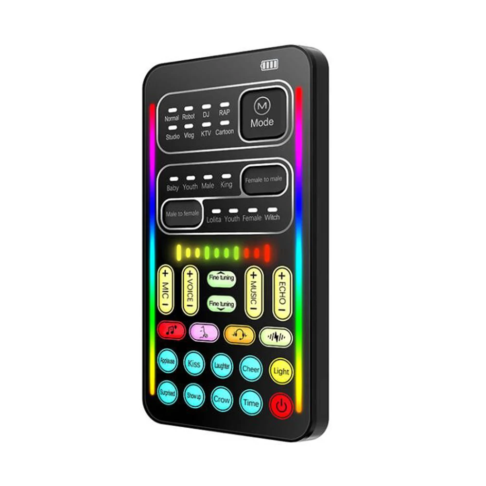 Mini Multiple Audio Effect Voice Changer Compatível com Bluetooth Live Sound Cards Ultra-fino Portátil Live Sound Card Mic Tool h i9 - Image 4