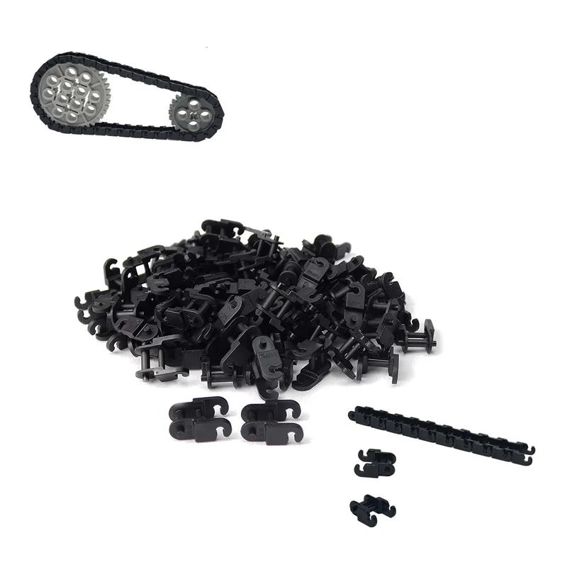 Technical Building Blocks Parts Small Chain + Wheels Gears Track Axle Set Medium Size Chain Gear Crawler Bricks Model DIY Toys