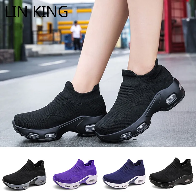 zapatillas mujer deportivas mujer bambas mujer tenis zapatillas deportivas mujer cuñas zapatillas de deporte informales para mujer, zapatos de plataforma, calcetín, sin cordones, para exteriores - AliExpress Calzado