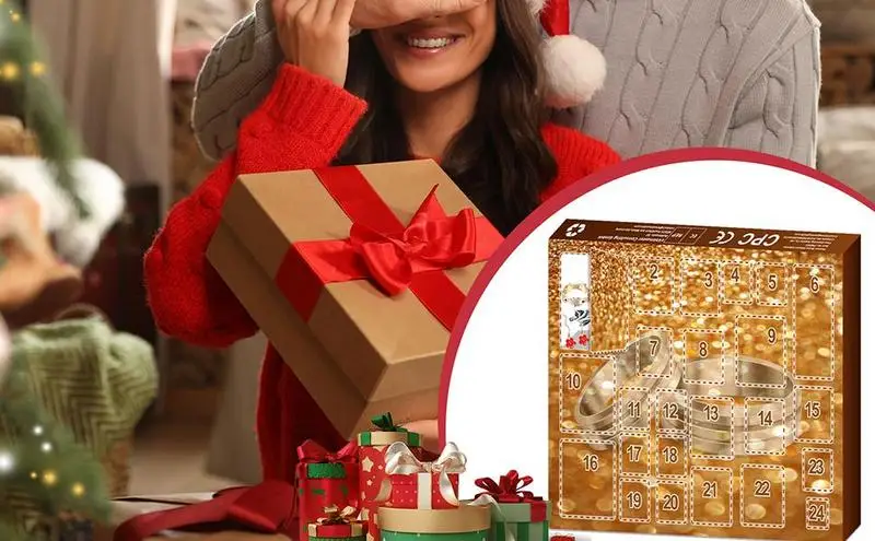 Christmas Advent Calendar Countdown Calendar Toys Portable Boxes Christmas Advent Surprises Exquisite Girls Jewelry 24-Day Kids Teens And Women